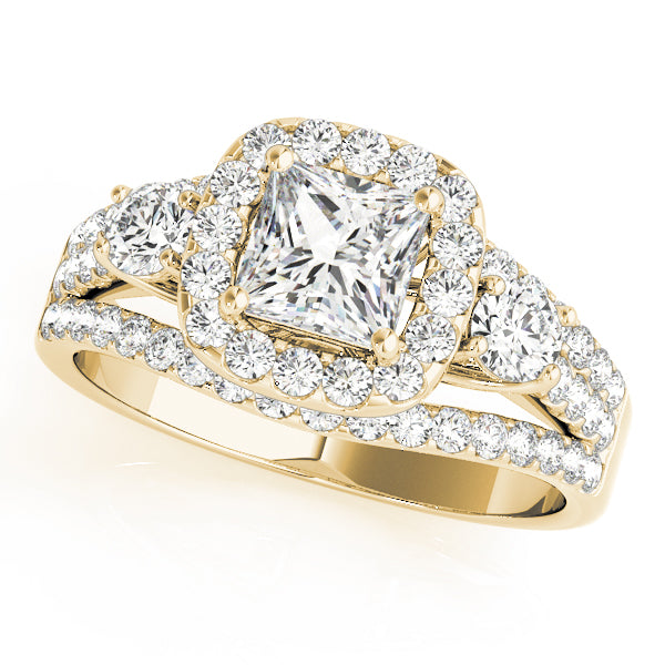 Brilliant Sidestone Cushion Diamond Engagement Ring — 9K/18K Gold & Platinum