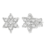 Boucles d'oreilles puces en or avec diamants de laboratoire en forme de fleur (0,20 ct).