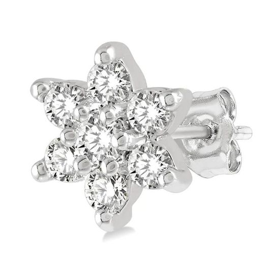 0.20Ct Lab Grown Diamond Flower Studs Earring In Gold