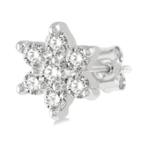 Boucles d'oreilles puces en or avec diamants de laboratoire en forme de fleur (0,20 ct).