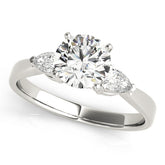 Sculpted Three-Stone Pear Diamond Engagement Ring — 9K/18K Gold & Platinum
