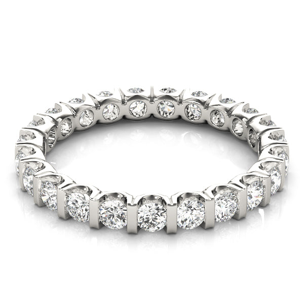 IGI Lab-Grown Round Cut Diamond Bar Set Eternity Wedding Ring.