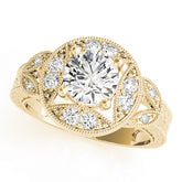 Classic Antique Round Diamond Engagement Ring — 9K/18K Gold & Platinum
