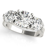 Luxe Three-Stone Round Diamond Engagement Ring — 9K/18K Gold & Platinum