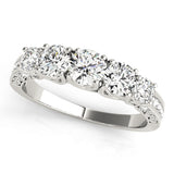 Prong Set Milgrain Trellis Half Eternity Ring in Gold & Platinum