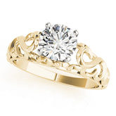 Crowned Solitaires Round Diamond Engagement Ring — 9K/18K Gold & Platinum