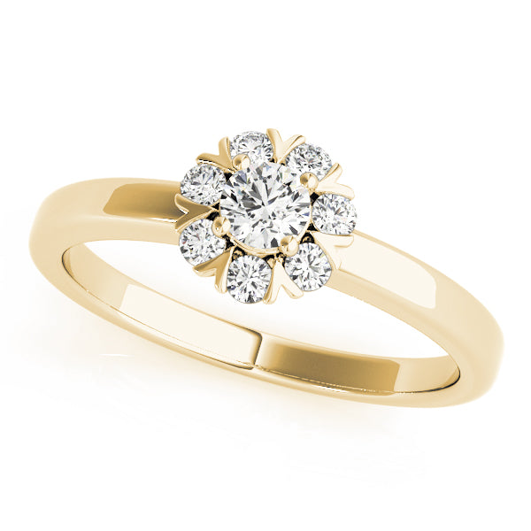 Graceful Cluster Ring Split Prongs Round Diamond Engagement Ring — 9K/18K Gold & Platinum