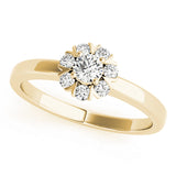 Graceful Cluster Ring Split Prongs Round Diamond Engagement Ring — 9K/18K Gold & Platinum
