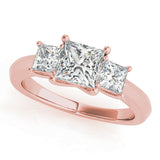 Sophisticated Three-Stone Cut Princess Diamond Engagement Ring — 9K/18K Gold & Platinum