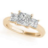 Sophisticated Three-Stone Cut Princess Diamond Engagement Ring — 9K/18K Gold & Platinum