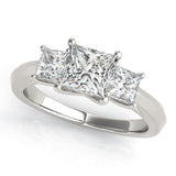 Sophisticated Three-Stone Cut Princess Diamond Engagement Ring — 9K/18K Gold & Platinum