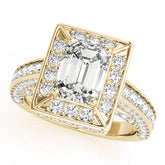 Radiant Halo Engagement Ring For Cut Emerald Diamond Engagement Ring — 9K/18K Gold & Platinum