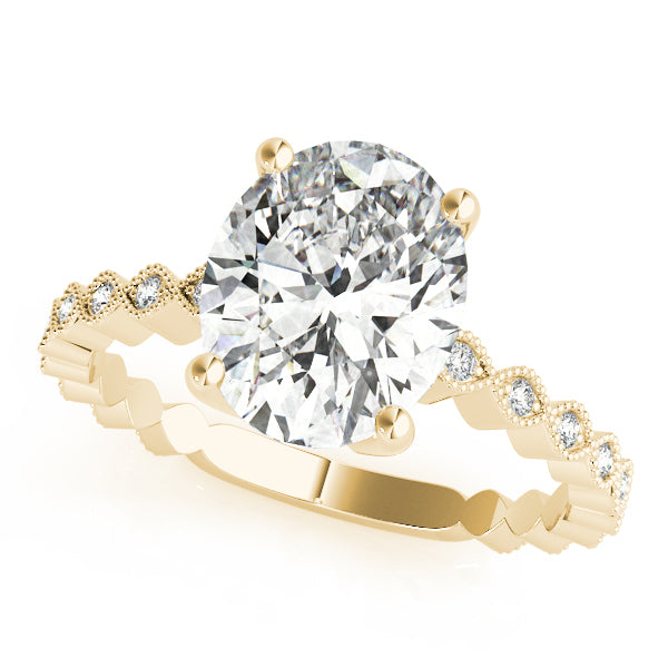 Brilliant Color Rings Oval Diamond Engagement Ring — 9K/18K Gold & Platinum