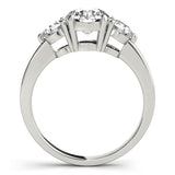 Sculpted Three-Stone Ring Round Diamond Engagement Ring — 9K/18K Gold & Platinum