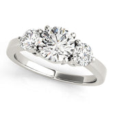 Sculpted Three-Stone Ring Round Diamond Engagement Ring — 9K/18K Gold & Platinum