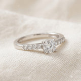 Lab Grown Diamond Engagement Ring with Side Stones 0.25ct H/SI in 925 Sterling Silver | FineDiam