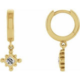 White Sapphire Square Bezel-Set Hoop Earrings in Gold and Platinum