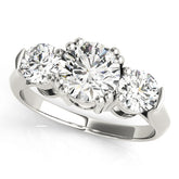 Dazzling Three-Stone Ring Round Diamond Engagement Ring — 9K/18K Gold & Platinum