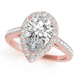 Resplendent Shape Halo Pear Diamond Engagement Ring — 9K/18K Gold & Platinum