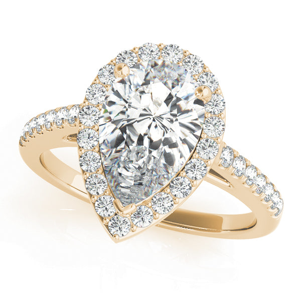Resplendent Shape Halo Pear Diamond Engagement Ring — 9K/18K Gold & Platinum