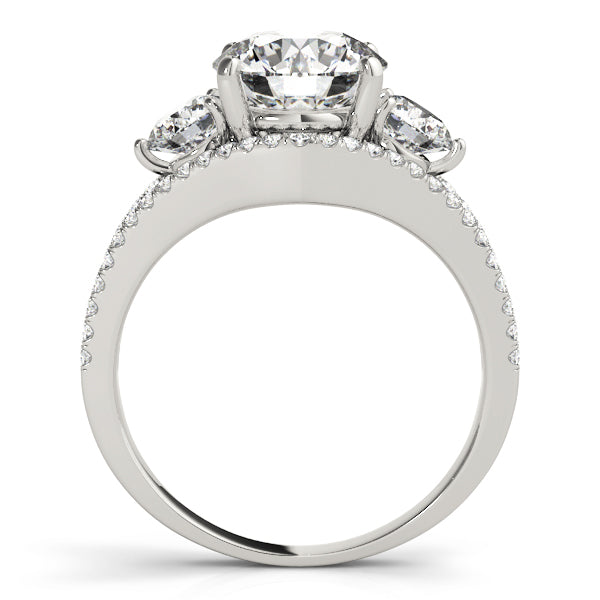 A diamond ring with a white gold band