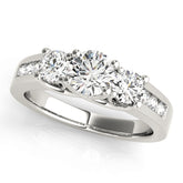 Classic Three-Stone Plus Engagement Ring Round Diamond Engagement Ring — 9K/18K Gold & Platinum