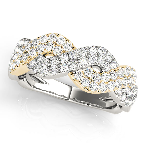 Multirow Twisted Half Eternity Ring in Gold & Platinum