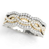 Infinity Multirow Split Prong Half Eternity Ring in Gold & Platinum