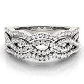 Infinity Multirow Split Prong Half Eternity Ring in Gold & Platinum