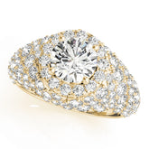 Radiant Fashion Band Round Diamond Engagement Ring — 9K/18K Gold & Platinum