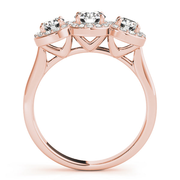 Rose gold ring with three diamonds