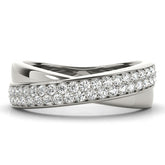 Double Row Twisted Half Eternity Ring in Gold & Platinum