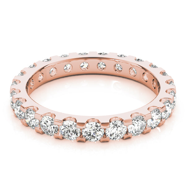 Round Cut Diamond U Shape Shared Prong Full Eternity Wedding Ring.