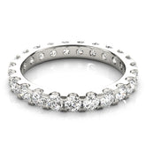 Round Cut Diamond U Shape Shared Prong Full Eternity Wedding Ring.