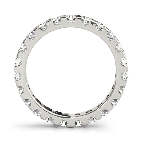Round Cut Diamond U Shape Shared Prong Full Eternity Wedding Ring.