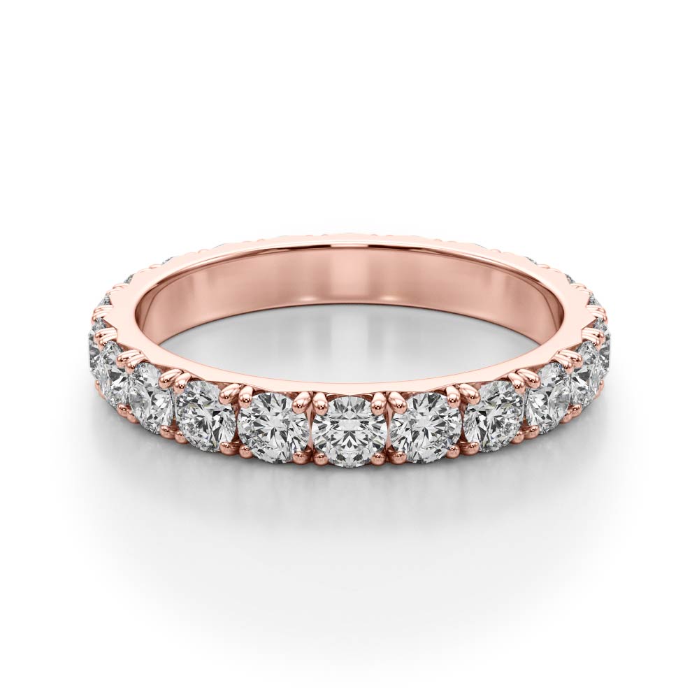 Round Cut Diamond Four Prong French Cut Full Eternity Wedding Ring