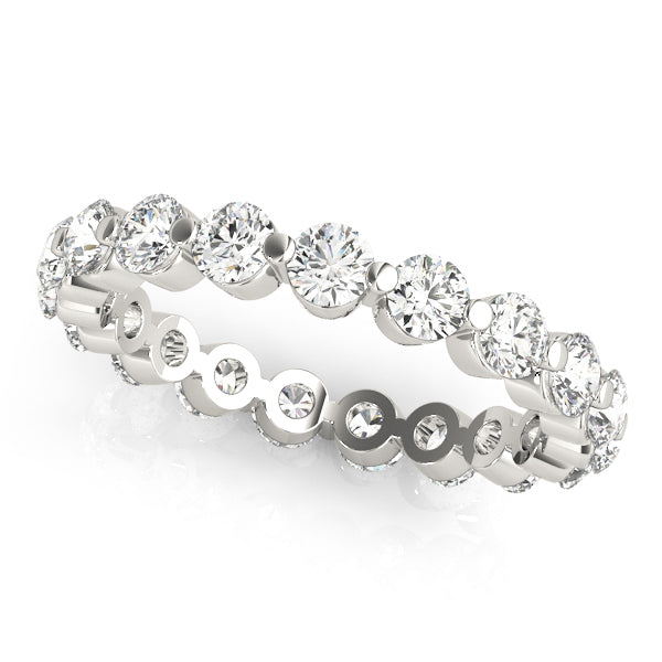 Round Cut Diamond Single Shared Prong Full Eternity Wedding Ring
