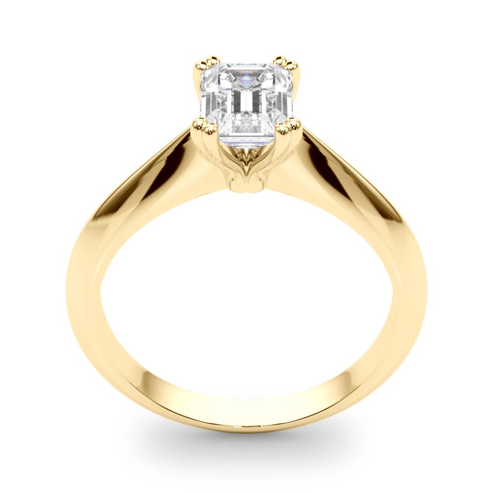 Lab-Grown Emerald Cut D-VVS Diamond Double Prong Solitaire Engagement Ring.
