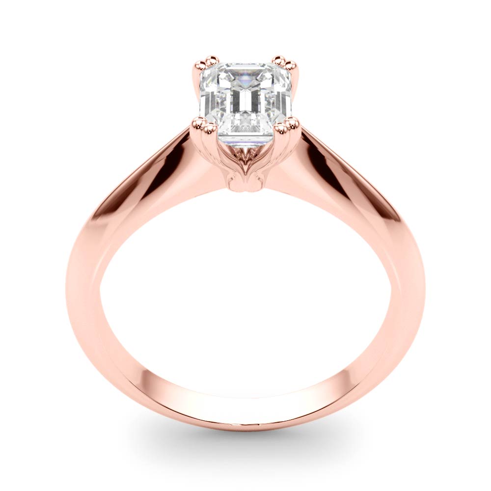 Lab-Grown Emerald Cut D-VVS Diamond Double Prong Solitaire Engagement Ring.