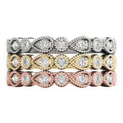 Alternating Pear & Round Diamond Half Eternity Ring in Gold & Platinum