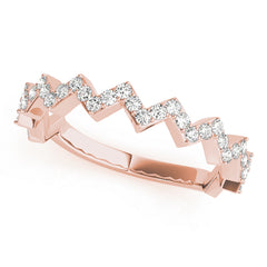 Stackable Prong Set Zigzag Half Eternity Ring in Gold & Platinum