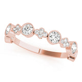 Round & Clover Milgrain Half Eternity Ring in Gold & Platinum