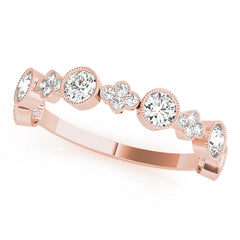 Round & Clover Milgrain Half Eternity Ring in Gold & Platinum