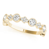 Round & Clover Milgrain Half Eternity Ring in Gold & Platinum