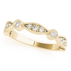 Stackable Milgrain Half Eternity Ring in Gold & Platinum
