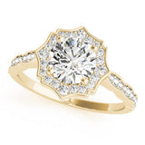 Splendid Scalloped Halo Ring Round Diamond Engagement Ring — 9K/18K Gold & Platinum