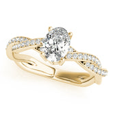 Splendid Ring With Braided Shank Oval Diamond Engagement Ring — 9K/18K Gold & Platinum