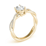 Splendid Ring With Braided Shank Oval Diamond Engagement Ring — 9K/18K Gold & Platinum