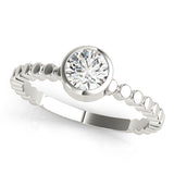 IGI Lab-Grown Round Cut Diamond Bezel Setting Solitaries Engagement Ring.