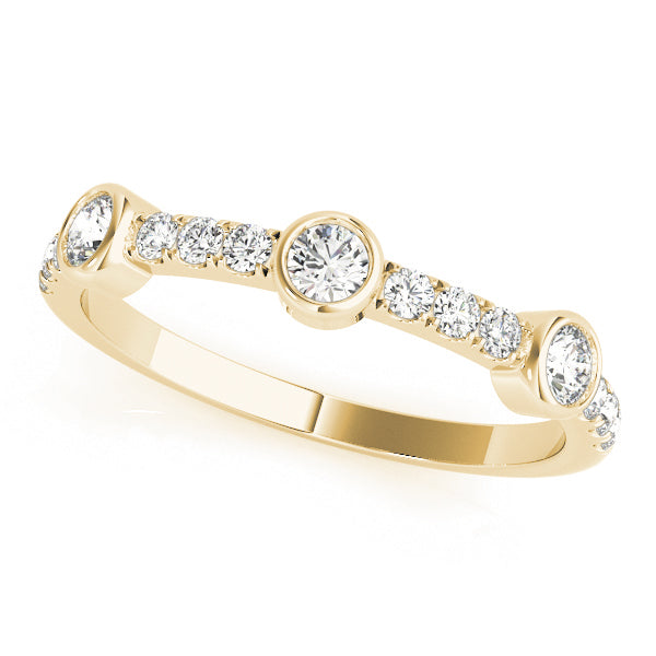 Bezel Set Split Prong Half Eternity Ring in Gold & Platinum
